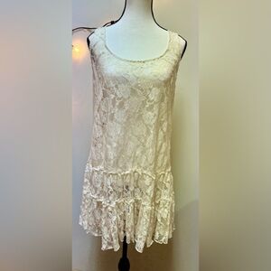 Elegant Sheer Cream Lace Dress by Forever 21